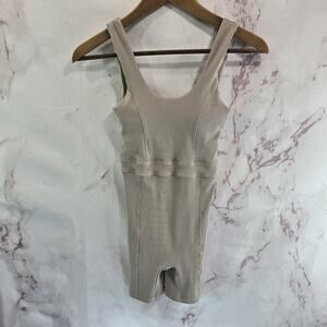 Basin + Range Jumpsuit Womens Small Beige Tank Shorts Bike Active Romper Rib